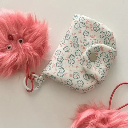 1 Pc Cute Student Coin Purse Card Simplicity Floral Korean Fashion Wallet Card Holder for Girls Portable Cute Small Storage Bag