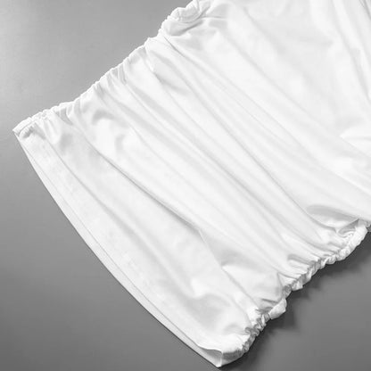 Simple Basic Casual Summer Tank Top Sleeveless Solid Color Off Shoulder Side Ruched Crop Tops Vestidos Spring Women T S