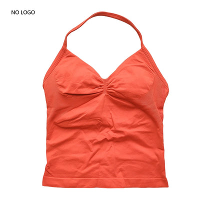 ARFTE Longline Strappy Gym Top Backless Gym Clothes Women Scrunch Built-in Bra With Removable Cups Yoga Tank Tops