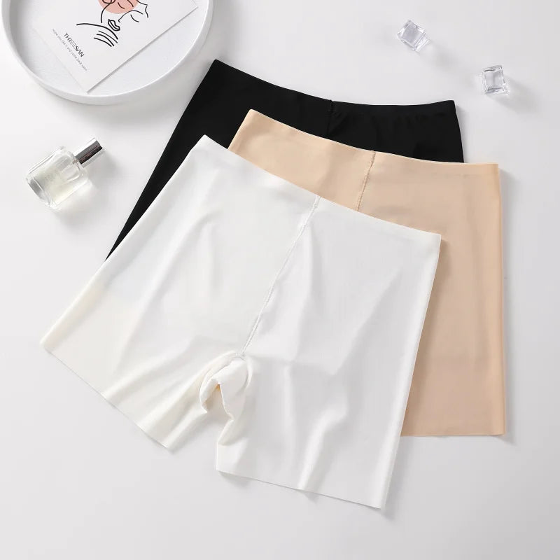 3PCS Women Underwear Slimming Shorts Seamless High Waist Shaper Panties Underware Safety Short Pants Ice Silk Women's Protective