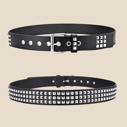 Fashion New Square Bead Rivet Belt Metal Pyramid Belt Men and Women Punk Hardware Jeans Belt Y2K Belt Designer Belt Women's Belt