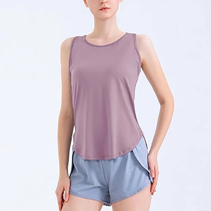 Summer Quick Dry Tank Top Thin Section Mesh Backless Loose Casual Versatile Camisole Yoga Sports T-Shirt Fitness Running Vest