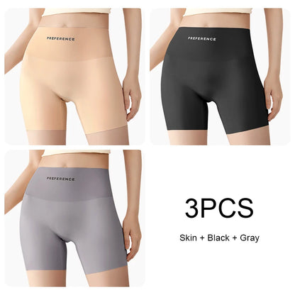 3PCS/set Protective Shorts Plus Size Shorts Seamless Underwear for Women Safety Short Pants Ice Silk Panties Summer Intimates