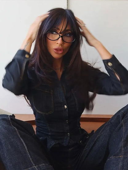 Women Two Pieces Set Denim Pant Sets Single Breasted Long Sleeve Belt Coat Wide Leg Trousers Jeans Female 2 Pieces Outfits