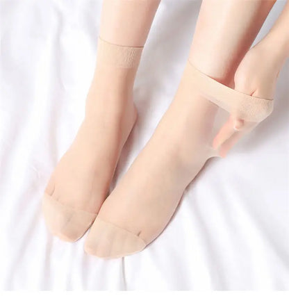 10pairs-50Pairs Transparent Summer Socks Ultrathin Women Nylon Ladies Female Short Ankle Meias Elastic Crystal Spring Silk Sox