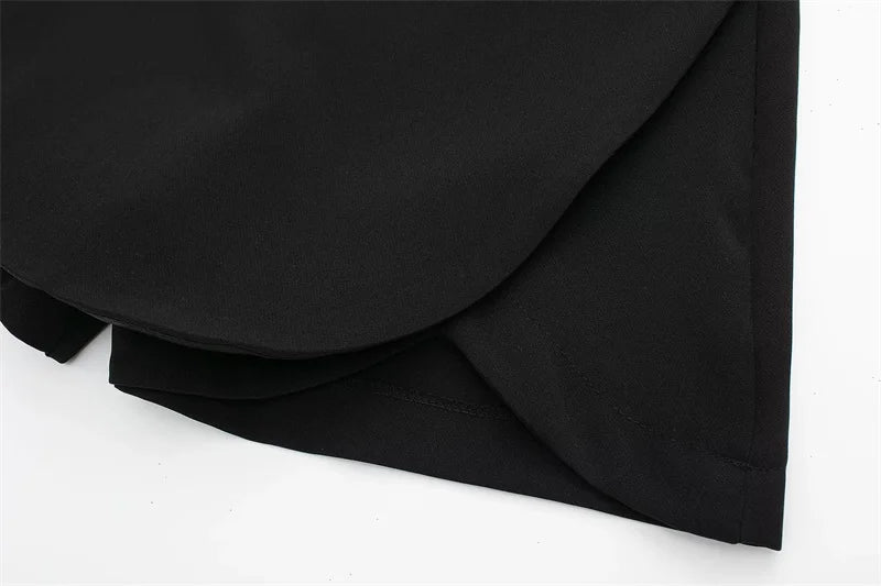 TRAF 2024 Black Mini Skirt Shorts Woman Fashion Asymmetric Skort For Women High Waist Short Skirts Woman Summer Casual Shorts