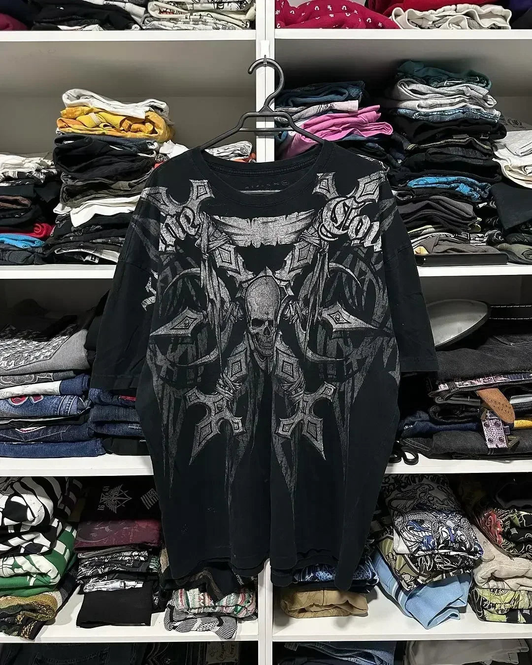 Y2K Affliction T Shirt Vintage Clothing Punk Hip Hop Graphic Print Oversized T shirt Women Round Neck Cotton Short Sleeve Tops