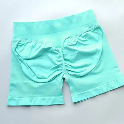 WOMEN SPORTS Impact Shorts Low Ribbed Waist Seamless Scrunch Bum Workout Gym Shorts Booty Hight Stretch Running Shorts