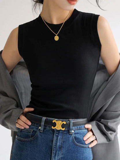 Camisole Vest for Women  Round Neck Colourful Basic Sleeveless Undershirt Tops Tees with Coverage for Side Cleavage