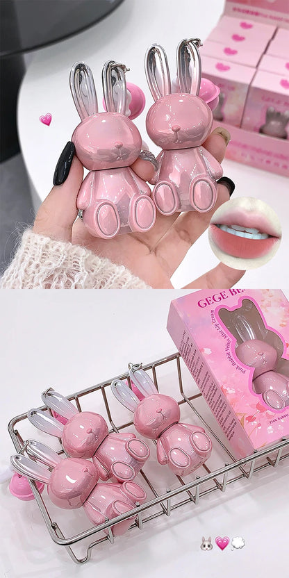 Gege Bear Pink Rabbit Velvet Matte Lip Cream Black Rabbit Water light lip glaze matte mirror pendant lipstick lip gloss