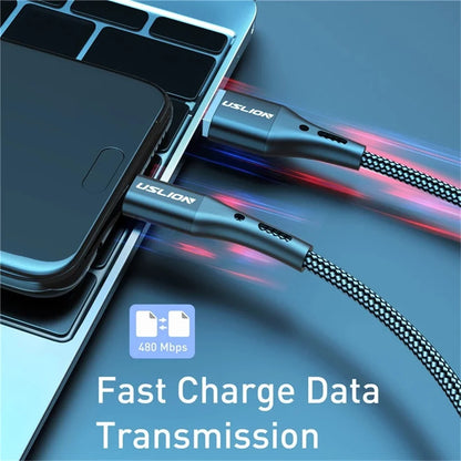 USLION 5A USB Type C Data Cable For Samsung S10 S20 Xiaomi Mi 11 Type C Cable USB C Charger Fast Charging Mobile Phone Chargers