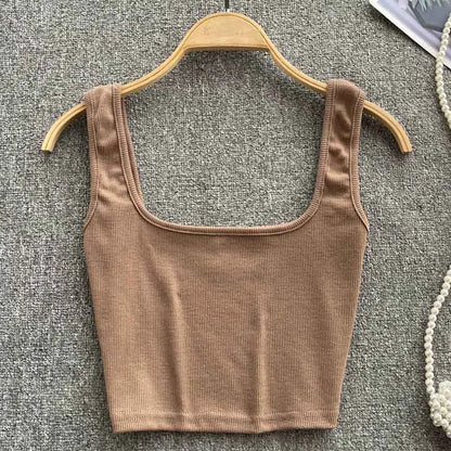 Tank Top Women Sexy Backless Y2k Top Slim Fit Bottoming Blouse Solid Crop Top Sleeveless Camis Mujer