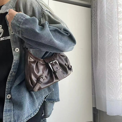 2025 Spring Hot Selling Maillard Style Retro Style Small Bag Spicy Girl Y2K Wasteland Style Vintage Leather Shoulder Armpit Bag