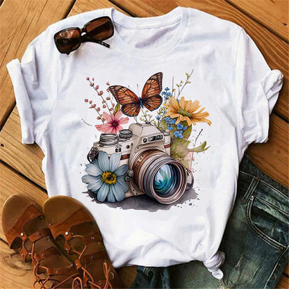 Butterfly Tree Print Harajuku Women's T-Shirt 