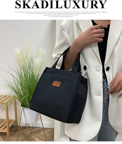 Large Capacity Lunch Bag with Aluminum Foil Insulation for Work, Simple and Practical Top Handle Bag