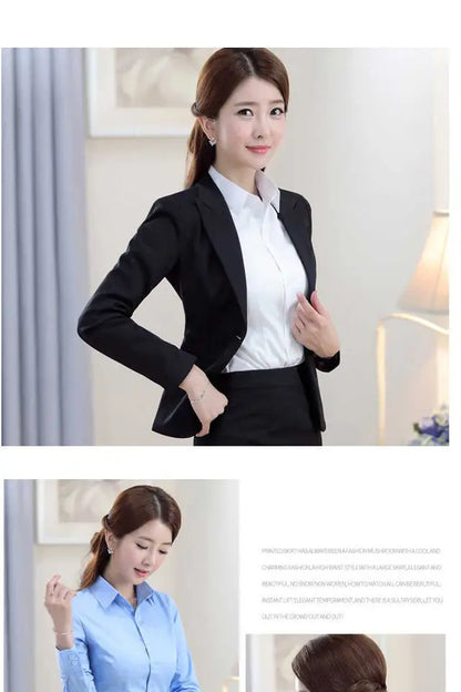 Fashion Women Shirt White Shirt Female Long-sleeve Professional Shirt Formal Dress Large Size Work Clothes OL Button Womens Tops
