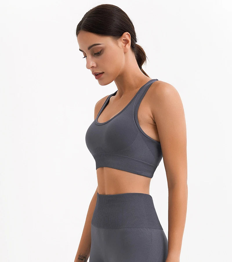 WAREBALL Tank Top Women Female Gym Yoga Bra Padded Sports Bra Removable Workout Push Up Crop Top Fitness Bra Athletic Sportswear