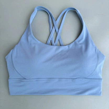 Solid Color Fitness sport Bra Women Cross soft high strength Tight Top Comprehensive Training Gym Yoga Underwear With Chest Pad