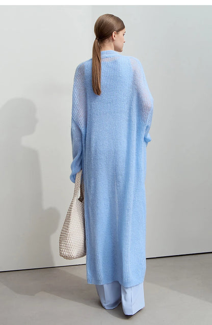 AMII Minimalist Long Sweater Cardigan For Women 2025 Spring New Casual Office Lady Knitted Coats Loose Female Cardigan 12551045