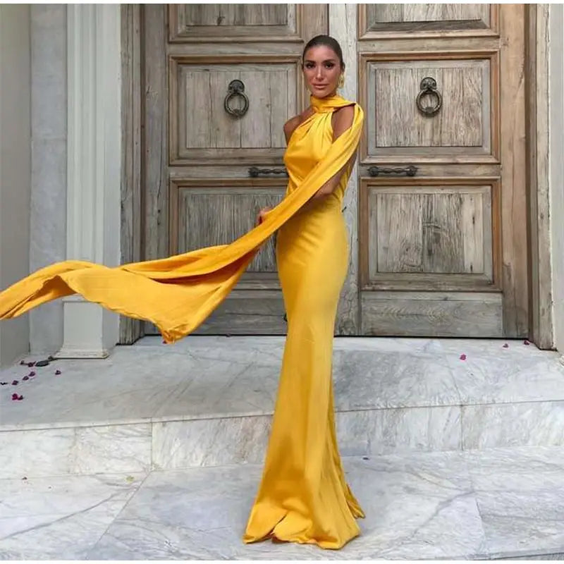 Elegant Solid Ribbon Women Halter Dress Off Shoulder Sleeveless Backless Slim Female Maxi Dresses 2025 Summer New Chic Lady Robe
