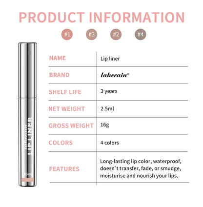 4Color Peel Off Lip Liner Tattoo Waterproof Long Lasting Matte Non-Stick Fading Lip Tint Sexy Red Contour Lips Make Up Cosmetics