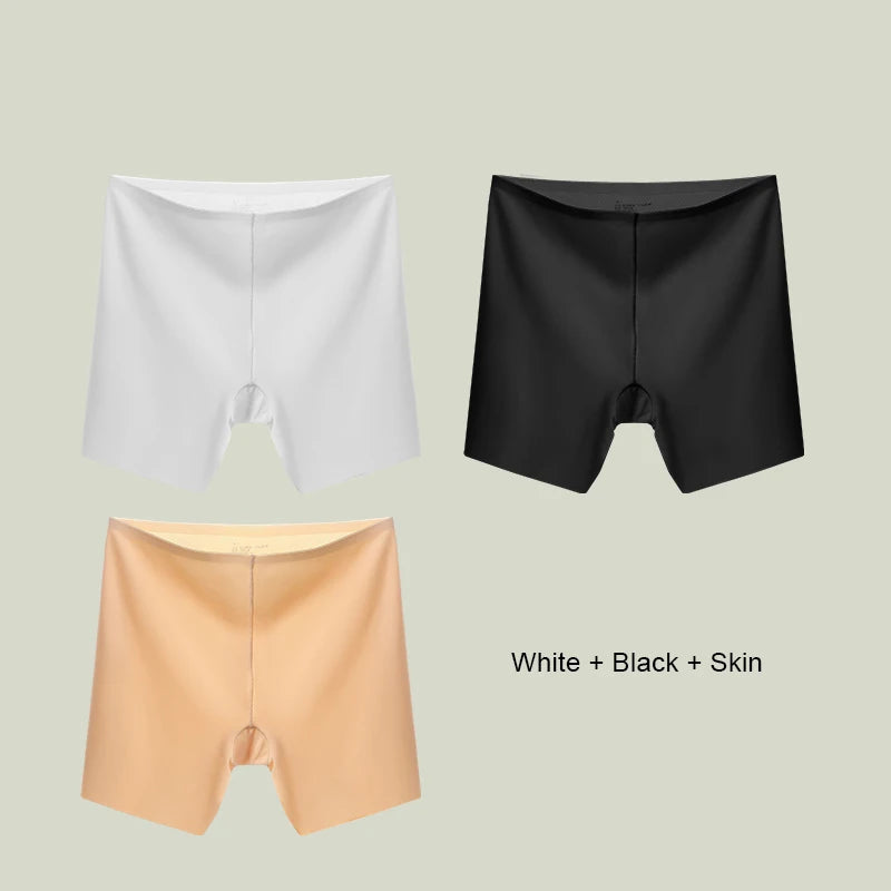 3PCS Women Underwear Slimming Shorts Seamless High Waist Shaper Panties Underware Safety Short Pants Ice Silk Women's Protective