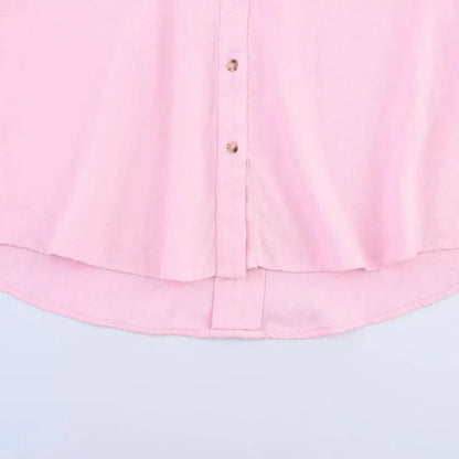 HipSeam Wide Sleeved Shirt Women Spring Asymmetric Hem Button Women's Shirts Simple Lady Johnny Collar Linen Shirts & Blouses