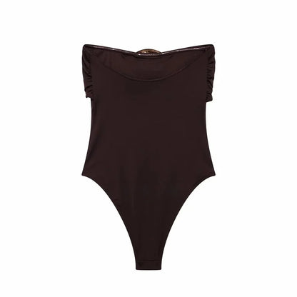 TRAF 2024 Extreme Bodysuit Women off Shoulder Sexy Bodys for Women Black Body One Pieces Sexy Outfits Lingerie Body Suits Woman