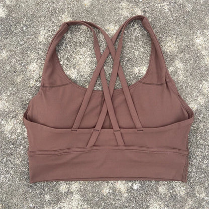 Solid Color Fitness sport Bra Women Cross soft high strength Tight Top Comprehensive Training Gym Yoga Underwear With Chest Pad