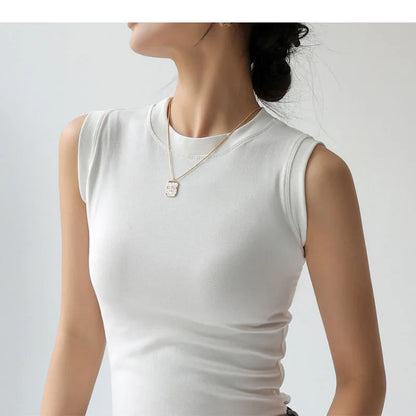 Camisole Vest for Women  Round Neck Colourful Basic Sleeveless Undershirt Tops Tees with Coverage for Side Cleavage