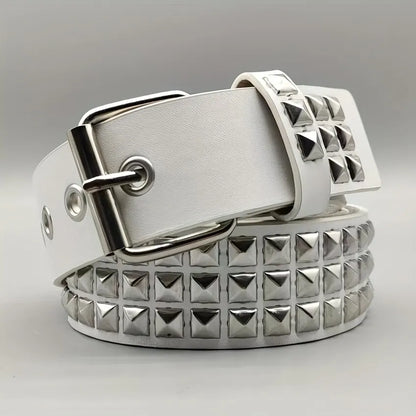 Fashion New Square Bead Rivet Belt Metal Pyramid Belt Men and Women Punk Hardware Jeans Belt Y2K Belt Designer Belt Women's Belt