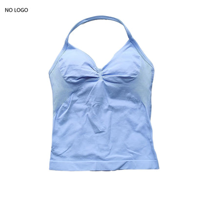 ARFTE Longline Strappy Gym Top Backless Gym Clothes Women Scrunch Built-in Bra With Removable Cups Yoga Tank Tops