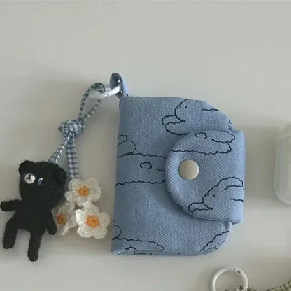 1 Pc Cute Student Coin Purse Card Simplicity Floral Korean Fashion Wallet Card Holder for Girls Portable Cute Small Storage Bag