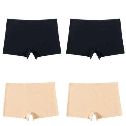 BZEL 4PCS Women's Panties Seamless Boxers Breathable Lingerie Comfortable Boyshorts Silk Satin Underwear Woman Sports Underpants