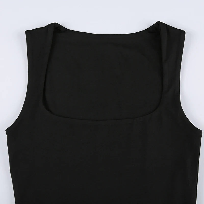 Sleeveless  Collar Crop Top Women Tank Tops Casual   Y2K  Summer 2024  Black T Shirts Sexy