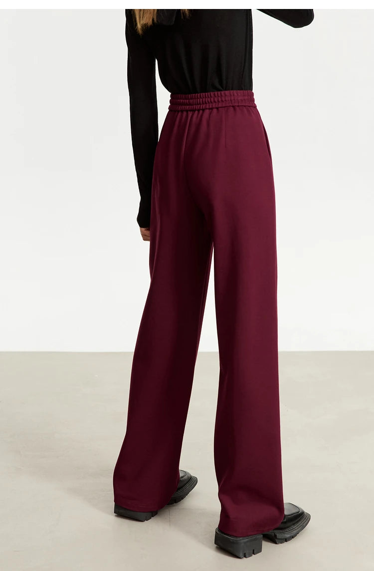 AMII Minimalism Casual Pants for Women 2025 Spring Wide Leg New Loose Vertical Elastic Waist Drawstring Sporty Trousers 12343338