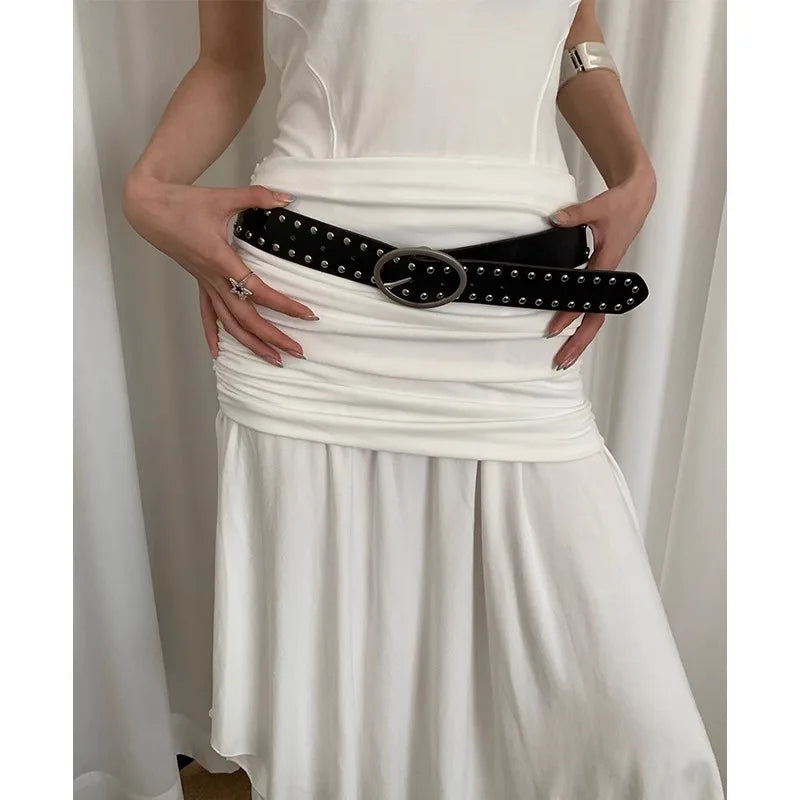 Bohemian Rivet Belt Women 2024 New High-End Design Niche With Dress Y2K Belt Trend