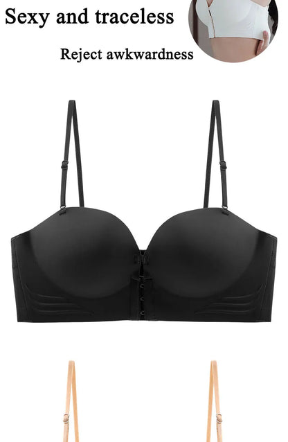 FINETOO Front Closure Sexy Push Up Bra Women Invisible Bras Underwear Lingerie For Female Brassiere Strapless Seamless Bralette