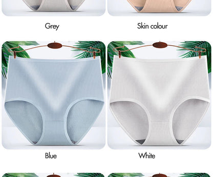 8pcs Women Panties Girl Plus Size Underwear High Waist Briefs Breathable Solid Color Soft Female Lingerie