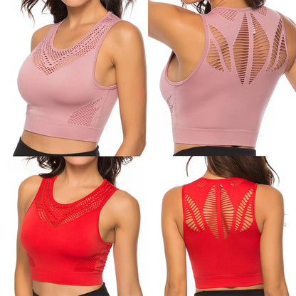 Hot Fitness Women's T-shirts Workout Sports Bra Yoga Vest Backless Solid Quick Dry Running Gym Sport bra Yoga Shirts Tank Top