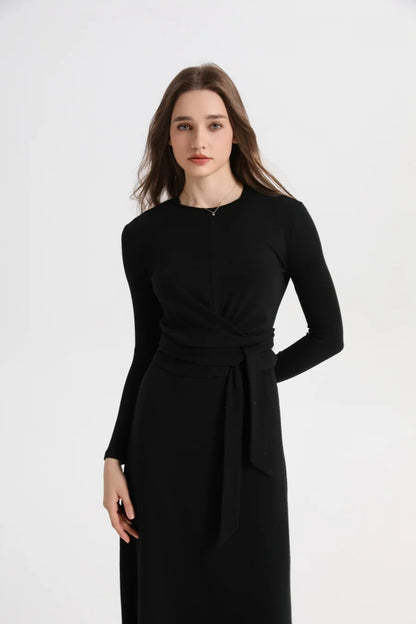 AS 2025 summer ribbing closed-fit wrap tops + Aline dress high Stretch matching sets