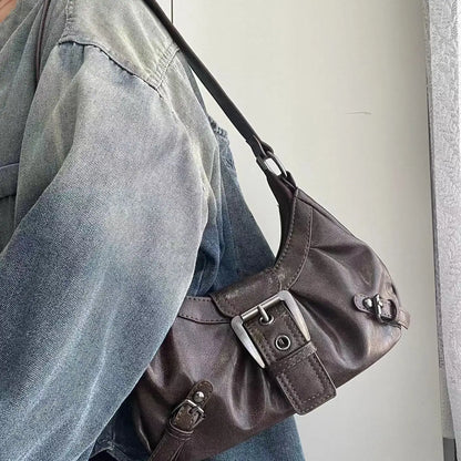2025 Spring Hot Selling Maillard Style Retro Style Small Bag Spicy Girl Y2K Wasteland Style Vintage Leather Shoulder Armpit Bag
