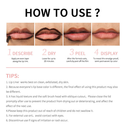 4Color Peel Off Lip Liner Tattoo Waterproof Long Lasting Matte Non-Stick Fading Lip Tint Sexy Red Contour Lips Make Up Cosmetics