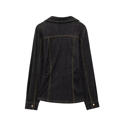 Women Two Pieces Set Denim Pant Sets Single Breasted Long Sleeve Belt Coat Wide Leg Trousers Jeans Female 2 Pieces Outfits
