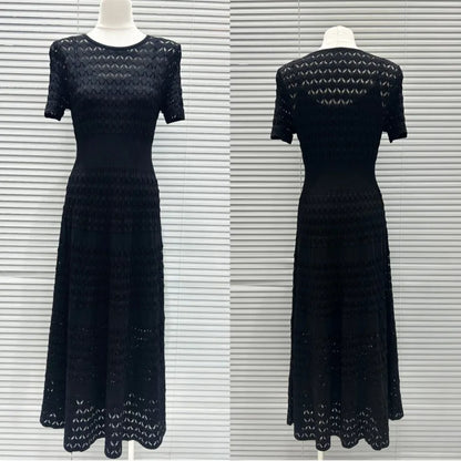 CHUJIE Women's 2025 Summer Lace Trim Dress Set - Round Neck Short Sleeve Midi Dress + Slip Dress 2 Piece Set (Rayon Nylon Blend)