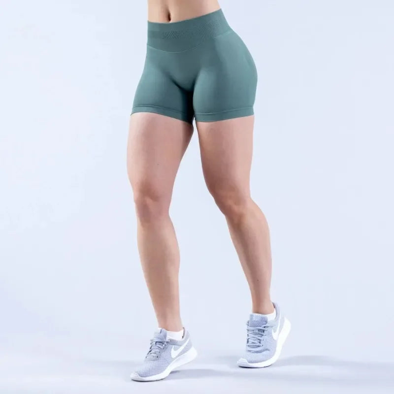 Summer High Waisted Yoga Shorts Women  Fashionable and Sexy Running Fitness Pants Solid Color High Elastic Yoga Leggings