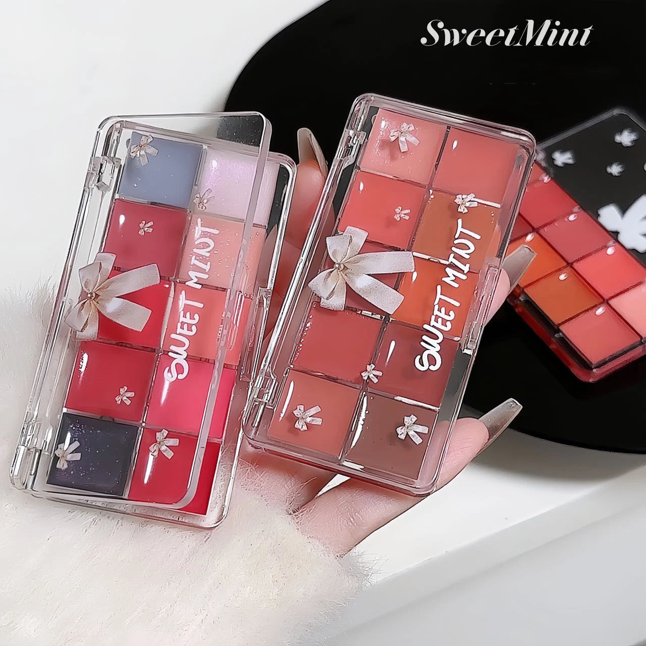 10-Color Lip Jelly Plate Mirror Crystal Lip Gloss Moisturizing Water Glass Red Orange Lip Oil Balm Sexy Plump Makeup Palette