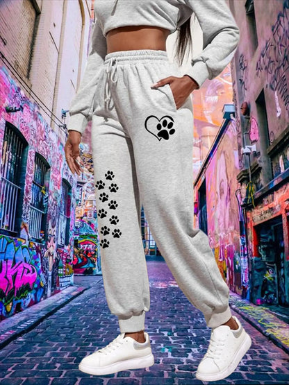 Women's Cat's Paw Printed Sweatpants High Quality Fitness Pants Jogging Pants Outdoor Casual Jogging Pants