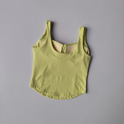 High Strength Back Fitness Tank Top Women's Running Shockproof Sports Bra High Elastic Gathering Nude Yoga Bra for External Wear