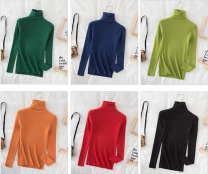 Turtleneck Sweater Women Knitted Soft Pullovers cashmere Jumpers Basic Solid Soft Sweaters Women Autumn Winter Casual Top